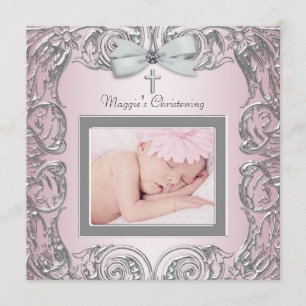 Elegante Rosa und Gray Weihnachtseinladungen Einladung
