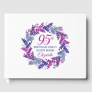 Elegante Rosa und Lila Wreath 95. Geburtstagsparty Gästebuch