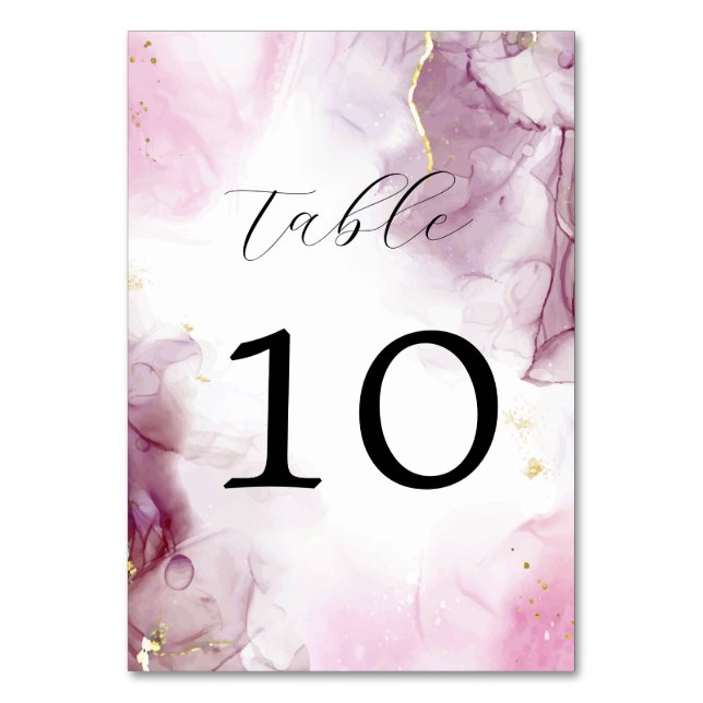 Elegante Rosa- und Magenta-Hochzeit-Tischnummer Tischnummer (Vorderseite)