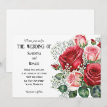 Elegante Rosa und Rosa Roses Einladung zur Hochzei