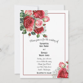 Elegante Rosa und Rosa Roses Einladung zur Hochzei