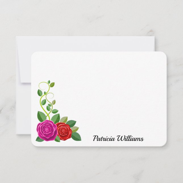 Elegante Rosa und Rote Rose Blume Mitteilungskarte (Vorderseite)