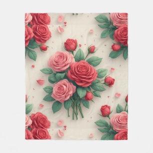 Elegante rosa und rote Rosensträuße Fleecedecke