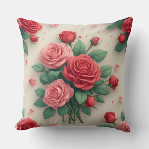 Elegante rosa und rote Rosensträuße Kissen