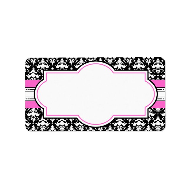 Elegante, rosa und schwarz druckbare Adressbezeich Adressaufkleber (Vorne)