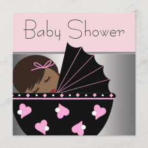 Elegante rosa und schwarze Babyshower-Einladungen Einladung