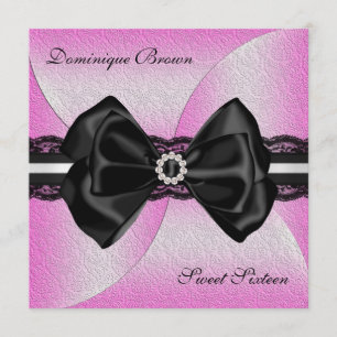 Elegante rosa und Schwarze laden mit Diamant-Bogen Einladung