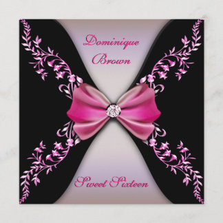 Elegante rosa und Schwarze laden mit Diamant-Bogen Einladung