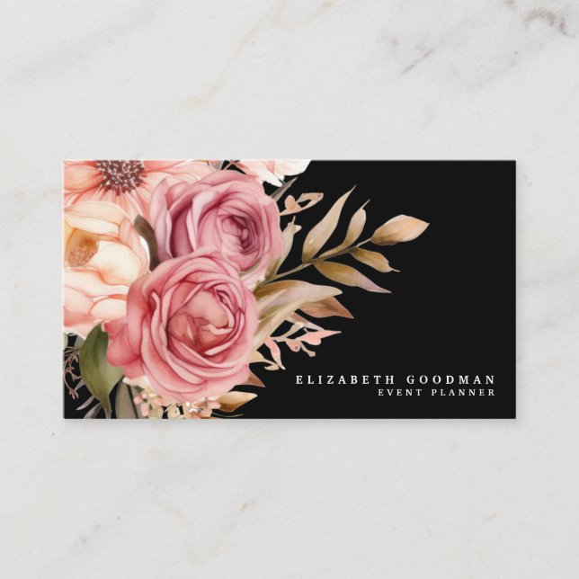 Elegante rosa und schwarze Visitenkarten Visitenkarte (Vorderseite)