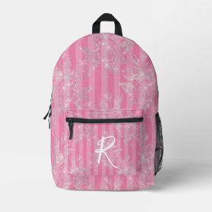 Elegante rosa und silberne Glitter-Blumen-Personal Bedruckter Rucksack