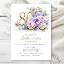 Elegante rosa und violette Blumenparty zum 80. Geb