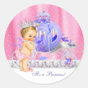 Elegante rosa und violette Prinzessinnen-Baby-Part Runder Aufkleber