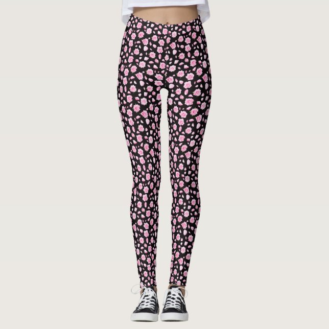 Elegante Rosa und Weiß Leggings (Vorderseite)