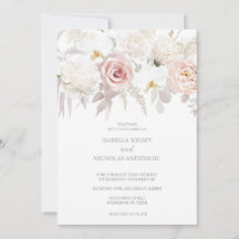 Elegante Rosa und Weiße Blume Einladungen für Hoch