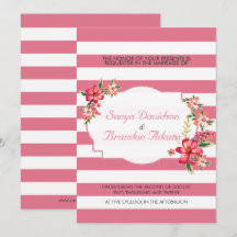 Elegante rosa und weiße Streifen mit Bouquet Weddi