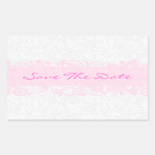 Elegante rosa und weiße Vintage-Blumen-Spitze Rechteckiger Aufkleber