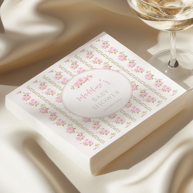 Elegante rosa Vintage-Blumen Serviette (Von Creator hochgeladen)