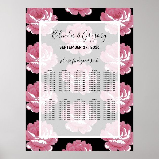Elegante, rosa Vintage Rose Hochzeitsstift Poster (Vorne)