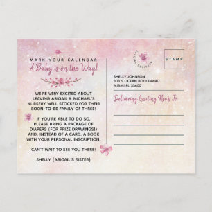 Elegante rosa Wasserfarbe Es ist eine Girl Baby Du Postkarte