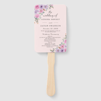 Elegante rosa Wasserfarbe Floral Hochzeit Fächer