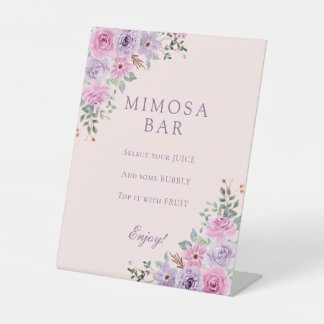 Elegante rosa Wasserfarbe Floral Hochzeit Sockelschild