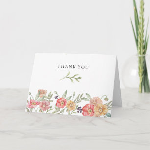 Elegante rosa Wasserfarbe Floral-Junggesellinnen-A Dankeskarte