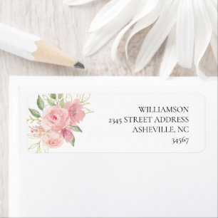 Elegante rosa Wasserfarbe goldene Blumenhochzeit