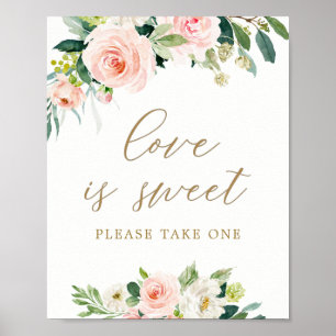 Elegante Rosa Wasserfarbe Liebe ist süße Belohnung Poster