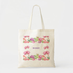 Elegante rosa Wasserfarbe Lotus Blumen für Brautju Tragetasche