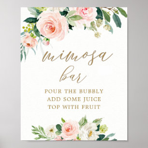Elegante Rosa Wasserfarbe Mimosa-Bar Poster