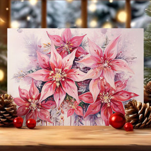 Elegante rosa Wasserfarbe Weihnachtsstern Weihnach Feiertagskarte