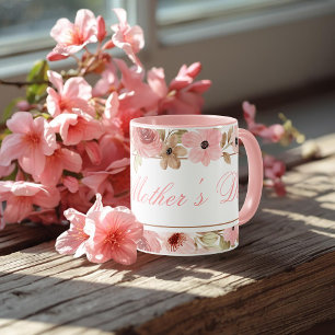 Elegante rosa Wasserfarben-Blumen-Kaffeetasse Tasse