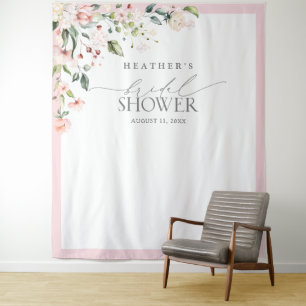 Elegante rosa Wasserfarben-Blumen-Photo Booth für  Wandteppich