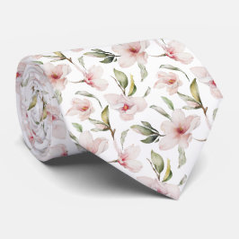 Elegante rosa Wasserfarben-Magnolie Blumen Krawatte