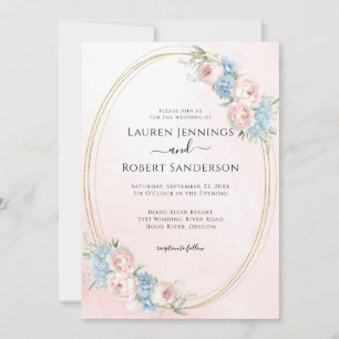 Elegante Rosa Watercolor Blumenhochzeit Einladung