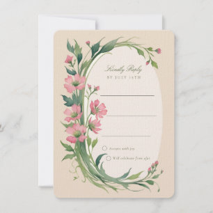 Elegante Rosa Wedding RSVP Einladungskarte