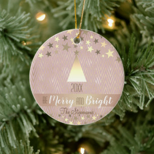 Elegante Rosa Weihnachten Keramik Ornament