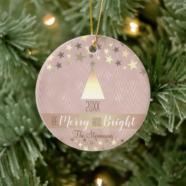 Elegante Rosa Weihnachten Keramik Ornament (Baum)