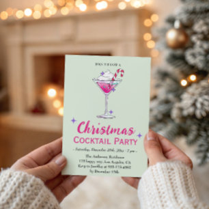 Elegante rosa Weihnachts-Cocktailparty Einladung