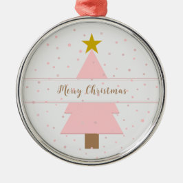 Elegante Rosa Weihnachtsbaum & Golden Star Snowy Ornament Aus Metall