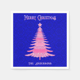 Elegante Rosa Weihnachtsbaum Personalisierte Schne Serviette