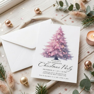 Elegante rosa Weihnachtsbaum Winter Einladung