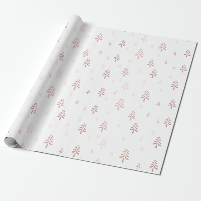 Elegante, rosa Weihnachtsbäume Geschenkpapier (Ungerollt)