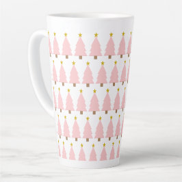 Elegante, rosa Weihnachtsbaumreihe, Goldene Sterne Milchtasse