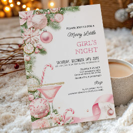 Elegante rosa Weihnachtsfeier-Einladung für Mädche Einladung