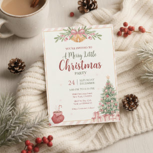 Elegante rosa Weihnachtsglocken-Einladung Einladung