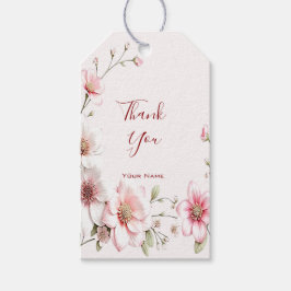 Elegante rosa weiße Blumenmarke Geschenkanhänger