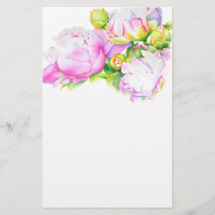 Elegante rosa weiße florale Wasserfarbenmalerei Briefpapier