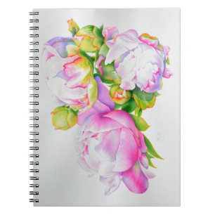 Elegante rosa weiße florale Wasserfarbenmalerei Notizblock