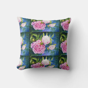 Elegante rosa weiße klassische Wasserfarbe floral Kissen